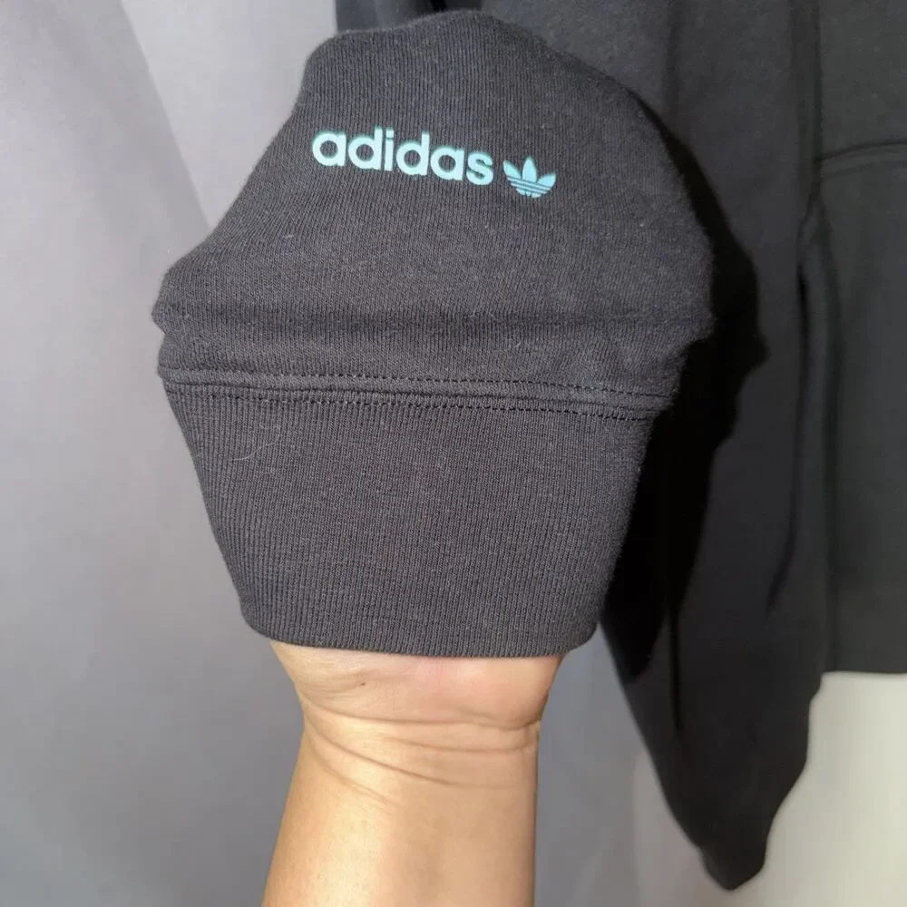 Adidas Originals Mens Large Peace Sign Trefoil Hoodie Black HC1789 NWT